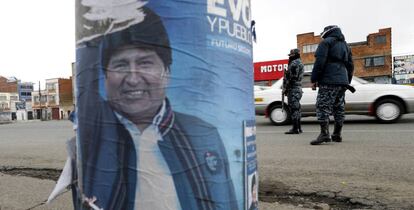 Cartel electoral de Evo Morales, el martes en La Paz (Bolivia).