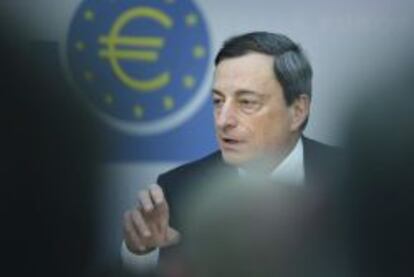 El presidente del Banco Central Europeo (BCE), Mario Draghi durante una rueda de prensa celebrada en Fráncfort, Alemania.