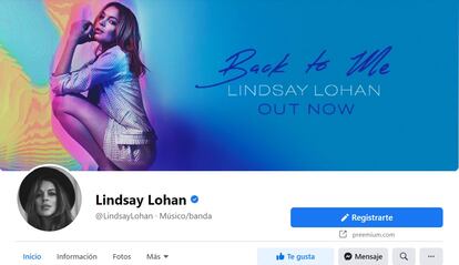 Página de Facebook de Lindsay Lohan, con más de seis millones de seguidores.