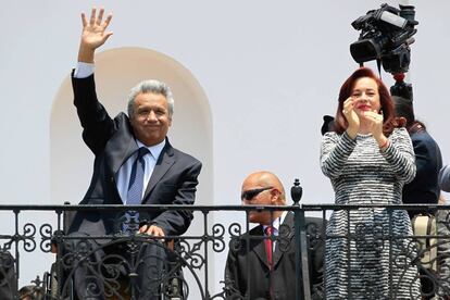 El presidente de Ecuador, Lenín Moreno, y la canciller, María Fernanda Espinosa, el lunes en Quito.