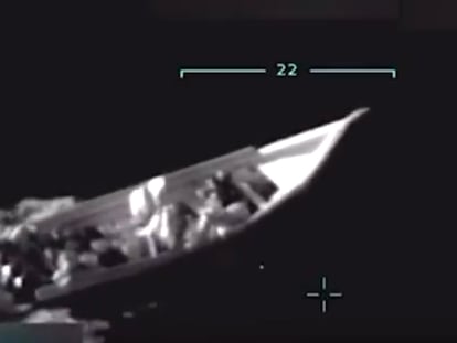 Boat pulverized by a missile