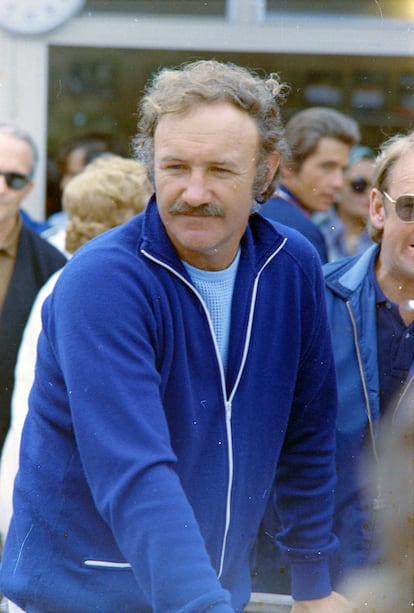 Gene Hackman en un partido de tenis en 1973. 