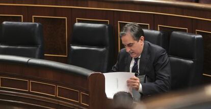 Valeriano Gómez, hoy en el Pleno del Congreso.