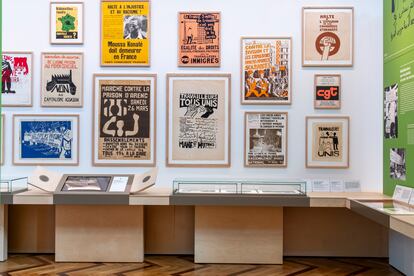 A room at the exhibition displaying anti-racist posters. 