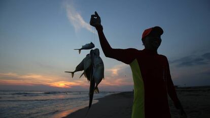 Un pescador en la costa de Acapulco, Guerrero.
