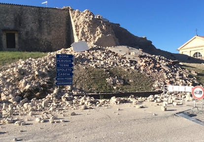 Imagen de la localidad de Norcia tras el seísmo de magintud 6,5.