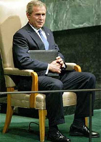 El presidente estadounidense, George W. Bush, ayer, en la sede de Naciones Unidas en Nueva York.
