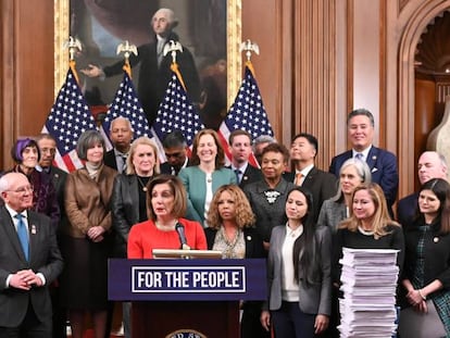 Nancy Pelosi, durante una conferencia de prensa en el Capitolio. 