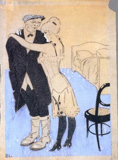 Uno de los dibujos de Juan Gris, de 1909, que está en la exposición.
