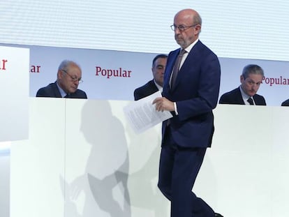 Emilio Saracho, expresidente del Banco Popular, durante la última Junta de Accionistas de la entidad.