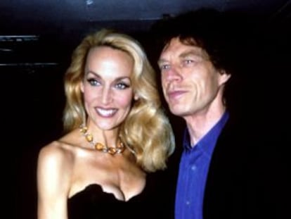 Jerry Hall y Mick Jagger cuando aún eran pareja.