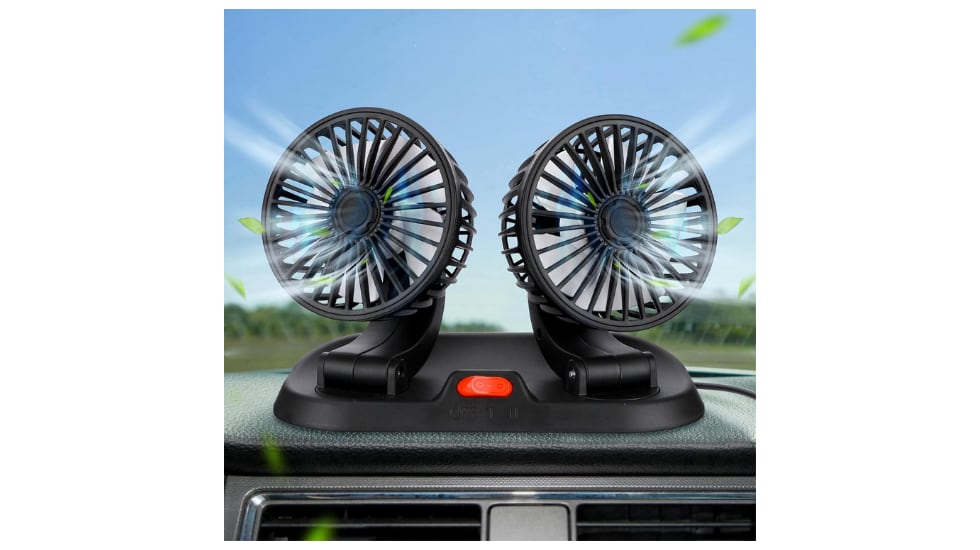 Ventilador de coche de doble cabeza.