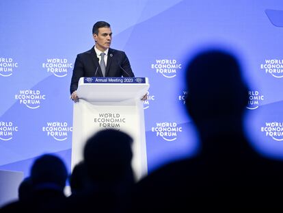 El presidente del Gobierno, Pedro Sánchez, este martes en el Foro de Davos (Suiza).