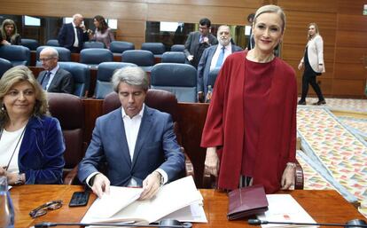 Cristina Cifuentes, comparece en la Asamblea de Madrid.