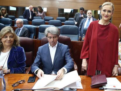 Cristina Cifuentes, comparece en la Asamblea de Madrid.