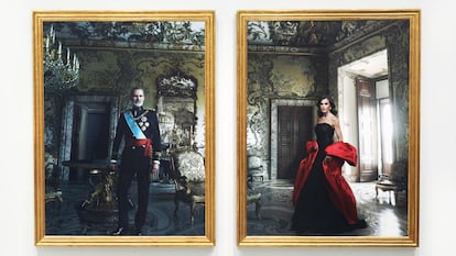 Presentación a la prensa de los retratos realizados por Annie Leibovitz a Felipe VI y la reina Letizia para la colección del Banco de España.