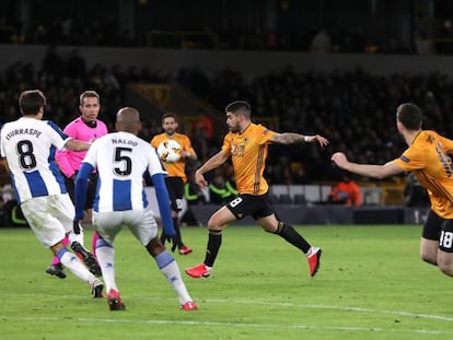 Neves marca el segundo gol del Wolves ante el Espanyol. 