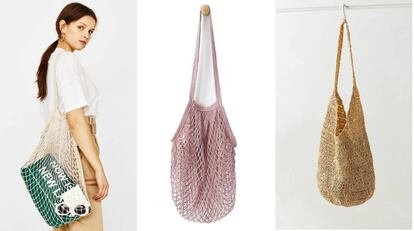 Bolsos de red de Bershka, Amazon y Urban Outfitters.