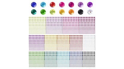 Pack de 14 hojas con pegatinas brillantes para la cara, efecto glitter y de varios colores