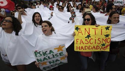 Manifestação em Brasília contra a candidatura de Bolsonaro.