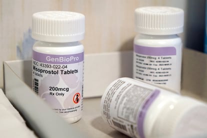 Bottles of the drug misoprostol sit on a table at the West Alabama Women's Center, March 15, 2022, in Tuscaloosa, Alabama.