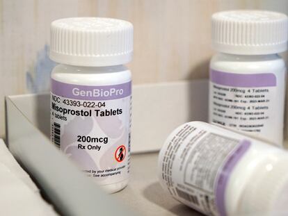 Bottles of the drug misoprostol sit on a table at the West Alabama Women's Center, March 15, 2022, in Tuscaloosa, Alabama.