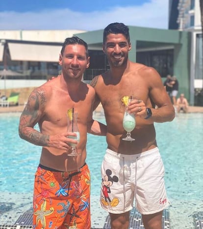 Leo Messi (a la izquierda) y Luis Suárez, en una imagen de Instagram.