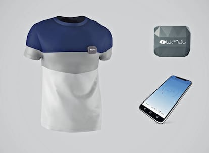 ¿Cómo funciona? Los electrones circulan por las zonas sensibles de la camiseta, que vibran para dar frío o calor. Todo se controla con una app conectada por bluetooth con esta pieza, la Wendu Station.