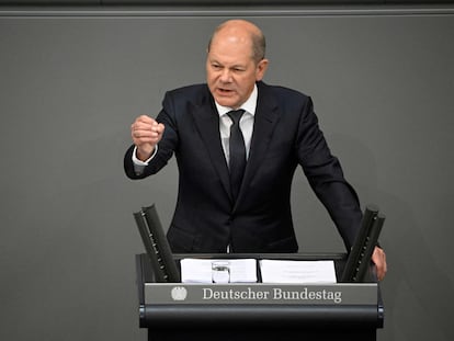 Olaf Scholz, durante un debate presupuestario en el Bundestag, el pasado miércoles en Berlín.