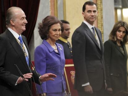 El rey Juan Carlos y los Príncipes de Asturias en el Congreso.