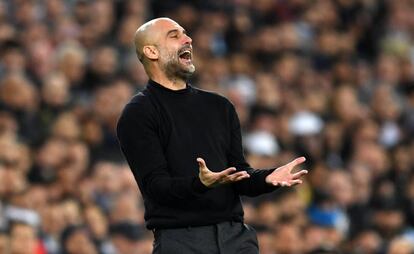 Pep Guardiola, el miércoles en el Bernabéu.