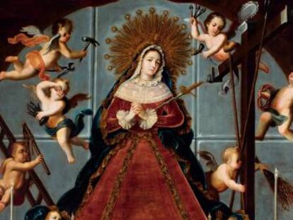 'Virgen de los Dolores' (hacia 1750) atribuida a Nicolás Enríquez, incluida en la exposición Pintado en México. 