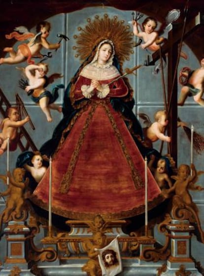 'Virgen de los Dolores' (hacia 1750) atribuida a Nicolás Enríquez, incluida en la exposición Pintado en México. 