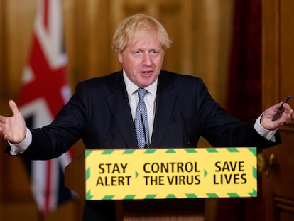 Boris Johnson, el pasado viernes durante una rueda de prensa en Downing Street.