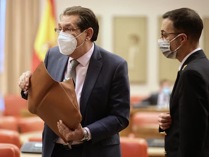 El letrado del Congreso y candidato propuesto por el PP para el Tribunal Constitucional, Enrique Arnaldo, la semana pasada en una comisión de la Cámara baja.