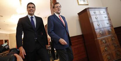 Pedro S&aacute;nchez y Mariano Rajoy, este martes.
