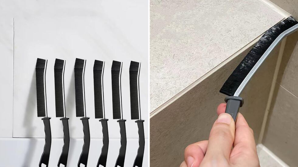 Seis cepillos de cerdas duras para limpieza de esquinas.