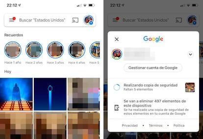 Nuevos avisos de subida de fotos en Google Fotos.