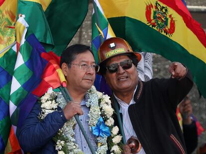 El presidente de Bolivia, Luis Arce, junto al expresidente Evo Morales, el pasado agosto.