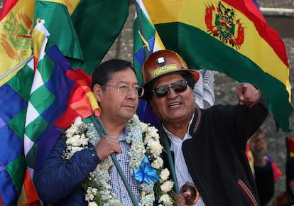 El presidente de Bolivia, Luis Arce, junto al expresidente Evo Morales, el pasado agosto.