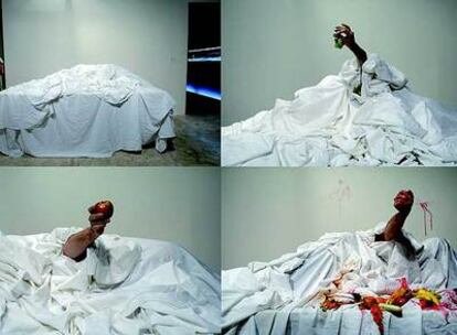 Secuencia de la 'performance' <i>O Visível e o Invisível</i> ( 2006), de Marco Paulo Rolla, en la galería Vermelho.