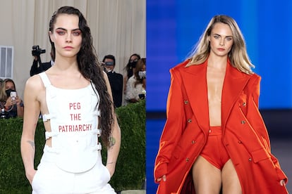 Cara Delevingne. La modelo y también actriz es otra de las más camaleónicas de la lista en cuanto a su cabello se refiere y ha pasado por todo tipo de tonos y larguras. En el desfile en el que Kendall Jenner apareció con melena rubia ella presumía del mismo color, una versión similar a su tono natural.