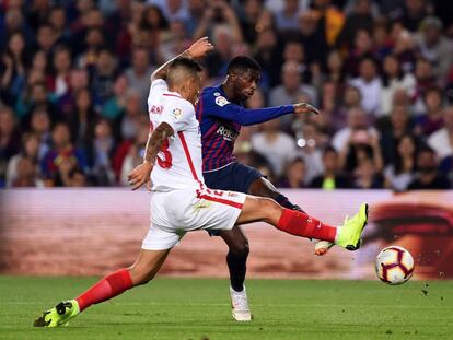 Dembélé, ante el Arana, en el partido ante el Sevilla.