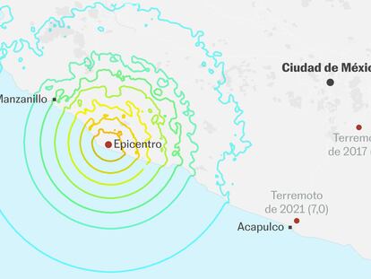 Ubicación de los epicentros de terremotos en 2018, 2021 y 2022.