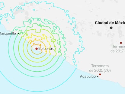 Ubicación de los epicentros de terremotos en 2018, 2021 y 2022.