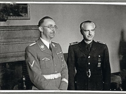 Ramón Serrano Suñer, ministro y cuñado de Franco, acompañado del jerarca nazi Heinrich Himmler.