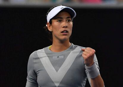 Muguruza celebra su victoria ante Ponchet en Melbourne.