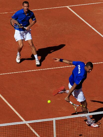 Tsonga y Llodra durante el partido