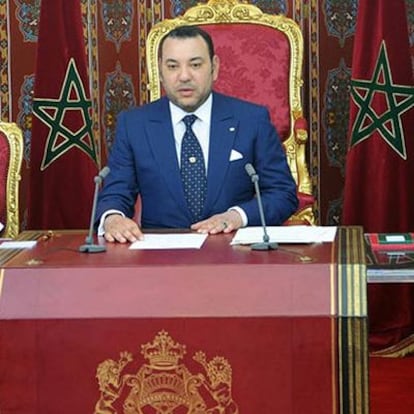 El rey de Marruecos, Mohamed VI, el pasado 30 de julio durante un discurso por el décimo aniversario de su entronización