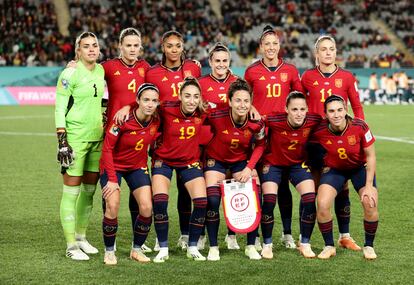 Las jugadoras españolas posan antes del partido ante Zambia. 